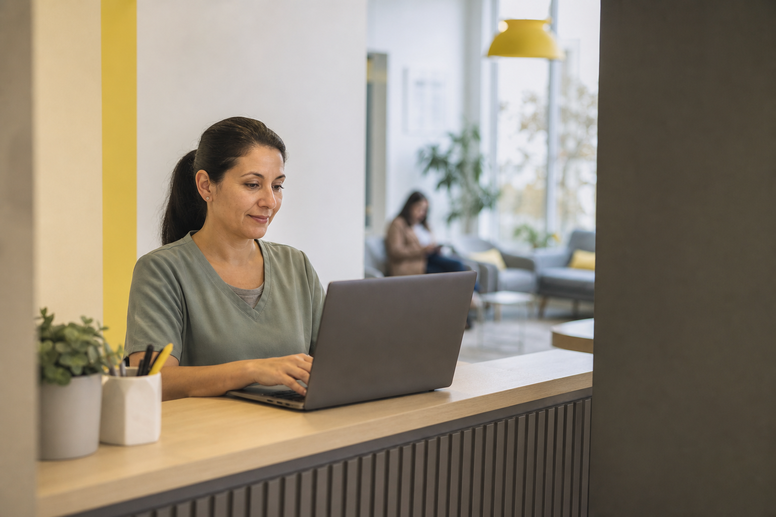 Coordinadora de una empresa trabajando con una agenda digital