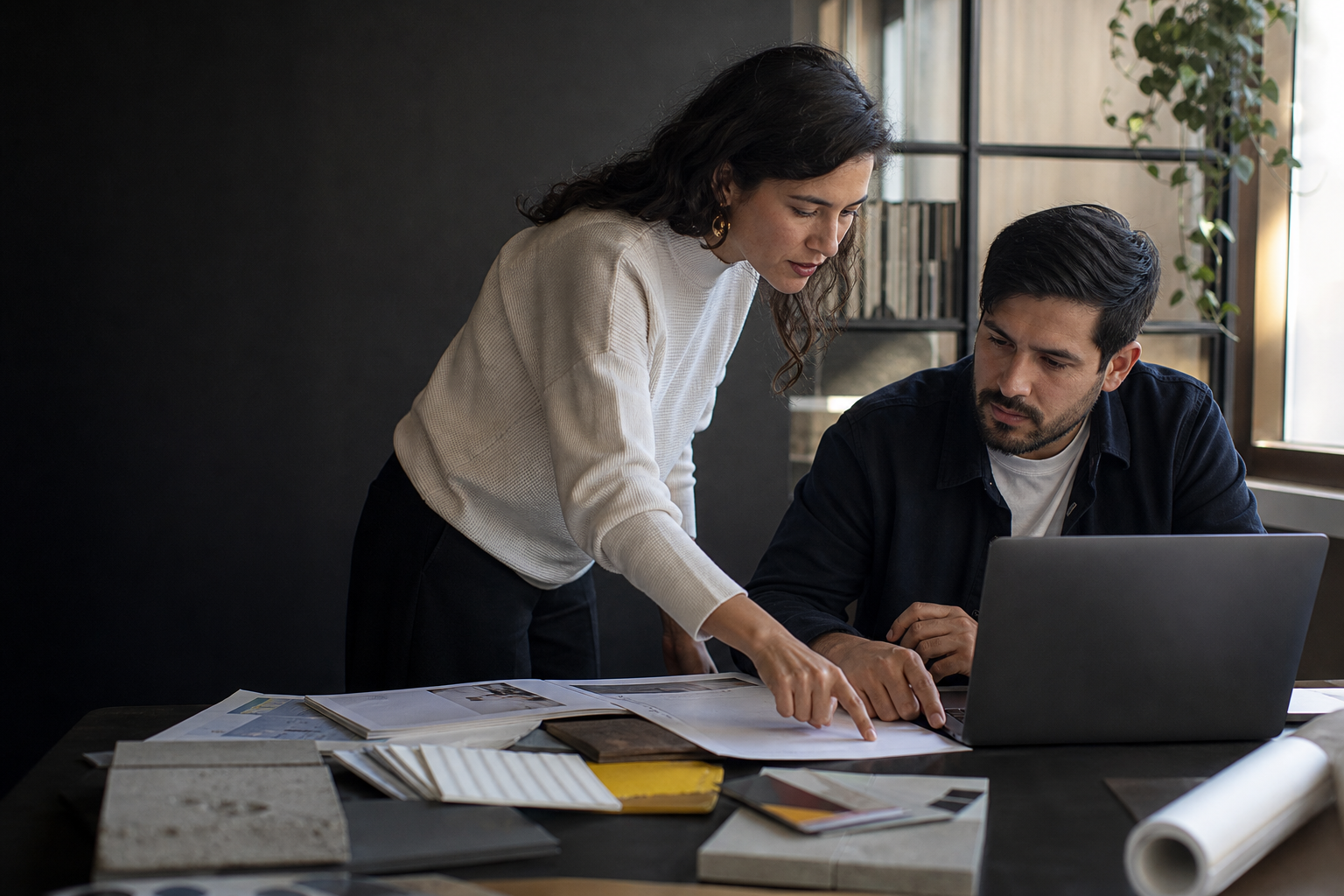 Equipo de una empresa revisando información de inventario y seguimiento